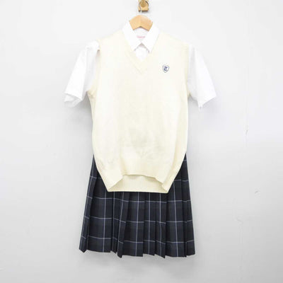 【中古】神奈川県 塚越中学校 女子制服 3点（ニットベスト・シャツ・スカート）sf039606