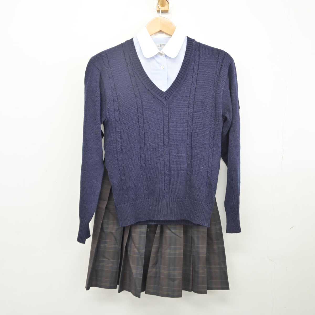 【中古】東京都 豊島学院高等学校 女子制服 3点（ニット・シャツ・スカート）sf039660