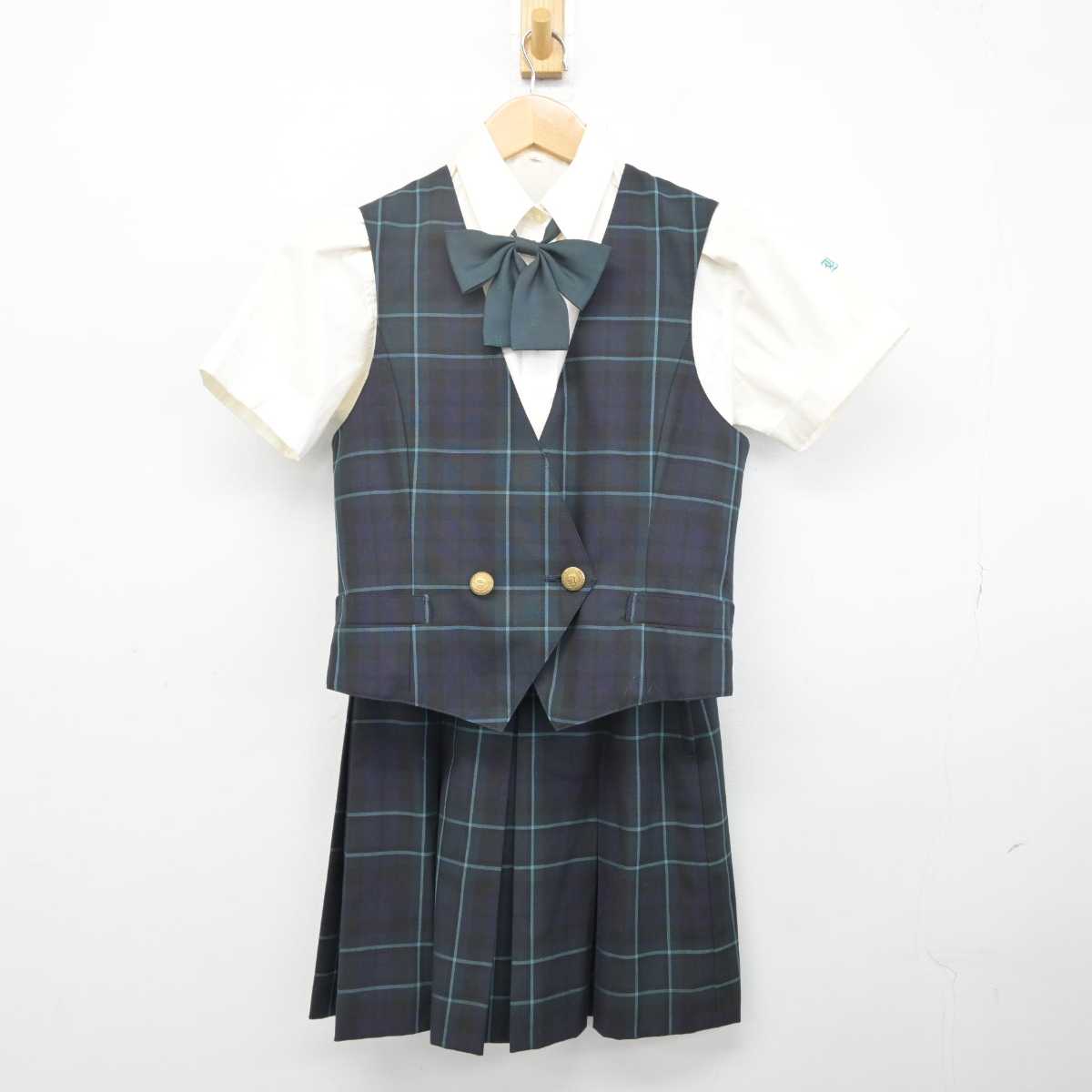 【中古】埼玉県 山村国際高等学校 女子制服 4点（ベスト・シャツ・スカート）sf039665