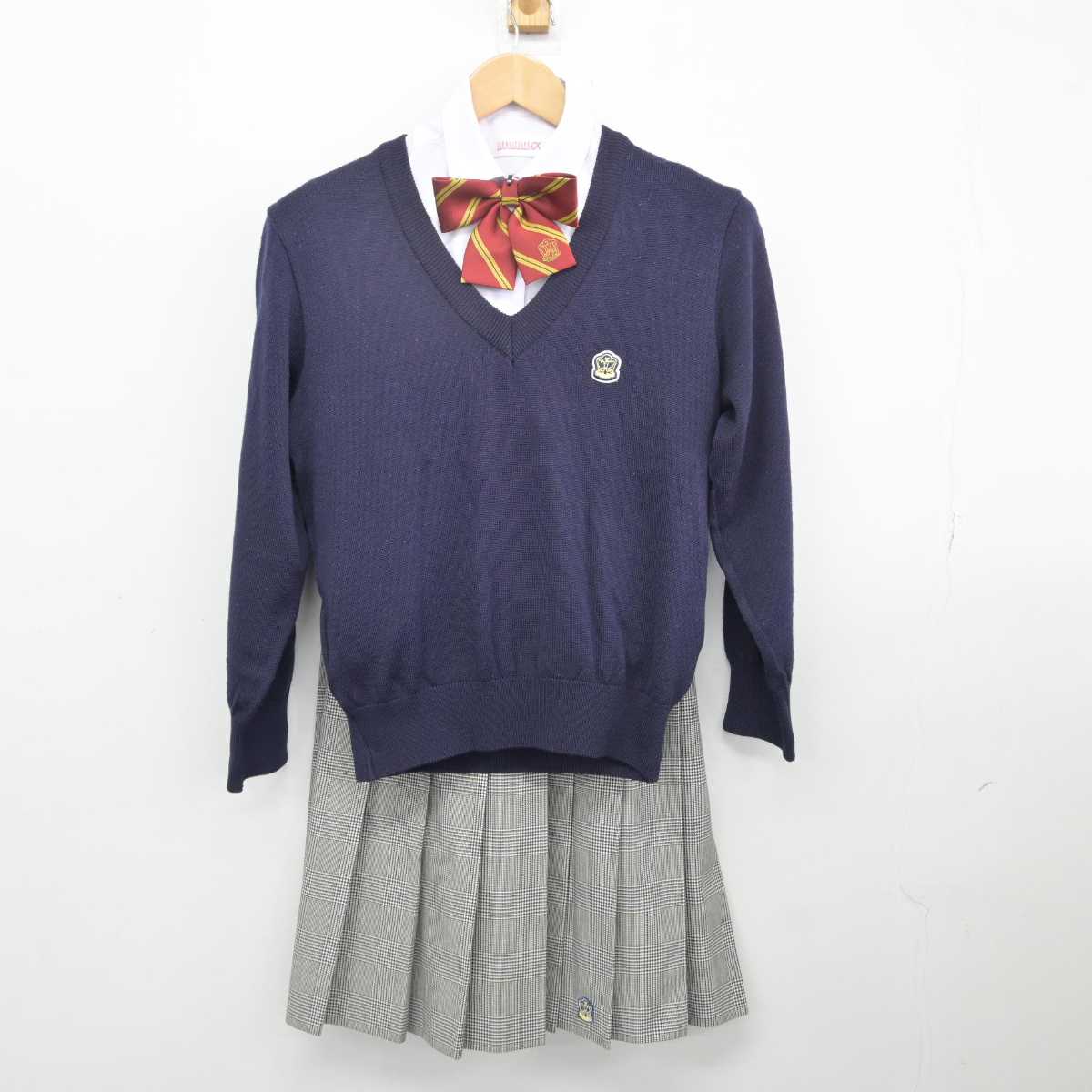 【中古】徳島県 板野高等学校 女子制服 5点（ブレザー・ニット・シャツ・スカート）sf039678