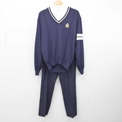 【中古】千葉県 流通経済大学付属柏中学校 女子制服 4点（ニット・シャツ・ズボン）sf039793